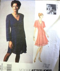1413  VOGUE PLATT SHORTER SS-LS FLARE FLOUNCE DRESS PATTERN 6-16 2 SIZES